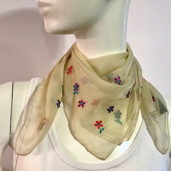 Three Scarf Collection Cream Olive Grey Floral - Picture 4 of 8